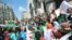 Students take part in a protest seeking the departure of the ruling elite in Algiers, Algeria, April 16, 2019. 