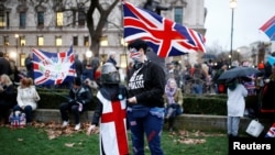 People celebrate Britain leaving the EU on Brexit day in London, Britain January 31, 2020. 