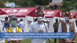 VOA60 Addunyaa - Indonesia: President Widodo visited quake-hit areas of West Sulawesi province