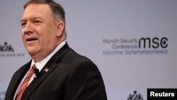 Američki državni sekretar Majk Pompeo govori na bezbednosnoj konferenciji u Minhenu, 15. februar 2020.