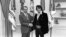 President Richard Nixon shakes hands with Elvis Presley in the Oval Office in Washington, D.C., in December 1970.