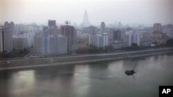 A 2008 file photo of Pyongyang, North Korea, at dusk