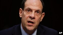 FILE - Glenn Fine, Acting Inspector General, U.S. Department Of Defense, testifies during a Senate Judiciary Committee hearing on Capitol Hill in Washington, Dec. 6, 2017.