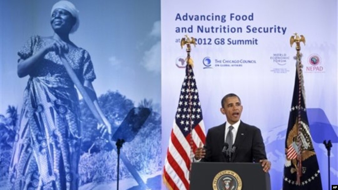 El presidente Barack Obama se unió a los líderes de naciones africanas en su planteo por seguridad alimentaria y lucha contra el hambre y la pobreza.