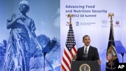 El presidente Barack Obama se unió a los líderes de naciones africanas en su planteo por seguridad alimentaria y lucha contra el hambre y la pobreza.