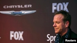 Aktor Kiefer Sutherland tiba pada pemutaran perdana serial Fox "24: Live Another Day" di New York May (2/5). (Reuters/Lucas Jackson)