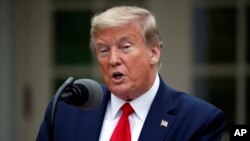 President Donald Trump speaks about the coronavirus in the Rose Garden of the White House, Tuesday, April 14, 2020, in Washington. (AP Photo/Alex Brandon)