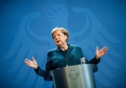 Kanselir Jerman, Angela Merkel di Berlin, 22 Maret 2020. (Foto: Michael Kappeler / POOL / AFP)