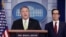 Secretary of State Mike Pompeo and Treasury Secretary Steve Mnuchin brief reporters about additional sanctions placed on Iran, at the White House, Jan. 10, 2019, in Washington. 