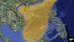 China claims the highlighted portion of the South China Sea. Many other governments also claim all or part of the South China Sea.