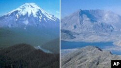 Vulkan Mount St. Helens prije i nakon erupcije 1980.