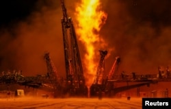 The Soyuz MS-05 spacecraft blasts off to the International Space Station (ISS) from the launch pad at the Baikonur Cosmodrome, Kazakhstan, July 28, 2017.