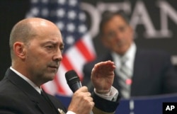 U.S. Admiral James Stavridis answers a question at a news conference at NATO headquarters in Brussels, Belgium in 2011. (AP file)