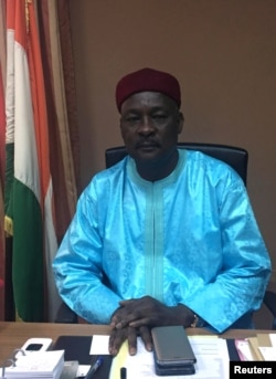 Niger Defense Minister Kalla Mountari poses in his office in Niamey, Niger, Nov.1, 2017.