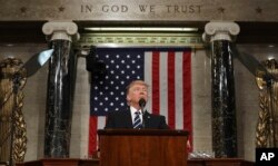 President Donald Trump addresses a joint session of Congress on Capitol Hill in Washington, Feb. 28, 2017.