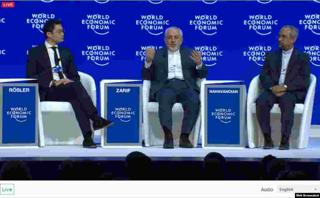 محمد جواد ظریف و محمد نهاوندیان نمایندگان ایران در نشست مجمع جهانی اقتصاد