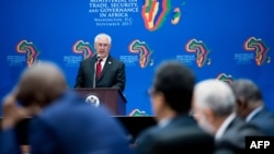 U.S. Secretary of State Rex Tillerson speaks during a meeting of African leaders at the State Department in Washington, Nov. 17, 2017.