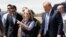 Homeland Security Secretary Kirstjen Nielsen (C) and commissioner for Customs and Border Patrol Kevin McAleenan (L) walk with U.S. President Donald Trump during a visit to a section of the border wall in Calexico California, U.S., April 5, 2019. 