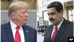 Penggunaan kekuatan militer mungkin dilakukan Presiden AS Donald Trump untuk menggulingkan Presiden Venezuela Nicolas Maduro (kanan).