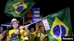 People protest against Brazilian President Dilma Rousseff in Brasilia, April 13, 2016.