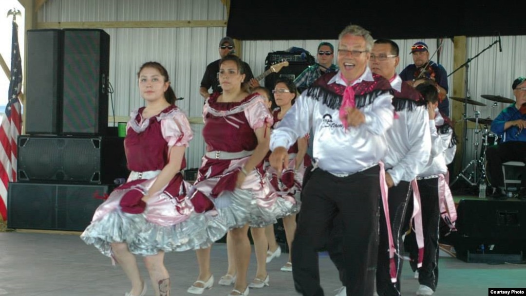 Métis dancers performing at the Ryan Keplin Summer Fest in Belcourt, N.D., July 15, 2015.