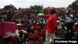 Morgan Tsvangirai addressing supporters.