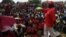 Morgan Tsvangirai addressing supporters in Harare.