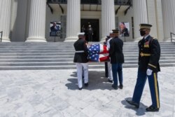 The casket with the body of civil rights icon Congressman John Lewis arrives at the Alabama Capitol, in Montgomery, Alabama, July 26, 2020.