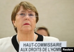 U.N. High Commissioner for Human Rights Michelle Bachelet attends a session of the Human Rights Council at the United Nations in Geneva, Switzerland, March 6, 2019.