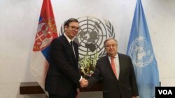 Predsednik Srbije Aleksandar Vučić sa generalnim sekretarom UN Antoniom Guterešom (Foto: Medijska služba predsednika Srbije)