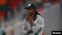 Senegal head coach Aliou Cisse reacting to his team losing their opening match at the 2022 FIFA World Cup against Netherlands, Doha, November 21, 2022