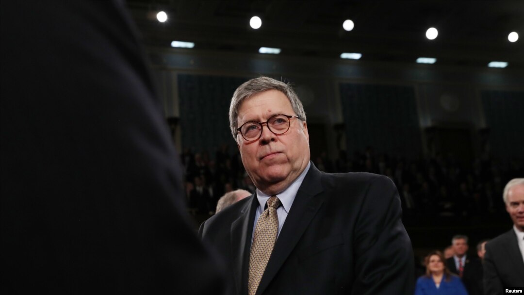 Jaksa Agung William Barr menghadir pidato tahunan Presiden Donald Trump di hadapan Kongres, Gedung Capitol, Washington, 4 Februari 2020. (Foto: Reuters) 