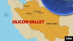 Bản đồ Thung lũng Silicon, bang California, Hoa Kỳ.