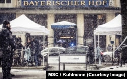 The Bayerischer Hof hotel, the venue for the Munich Security Conference, Feb. 16-18, 2018, in Germany.