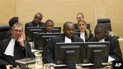 The defense council of Congo's former VP Jean-Pierre Bemba, (Center back row) is seen in the courtroom of the ICC in The Hague, 22 Nov 2010