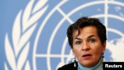 Christiana Figueres, Tổng Thư ký UNFCCC, nói chuyện tại một cuộc họp báo sau cuộc họp kéo ở Geneve, 13/2/15