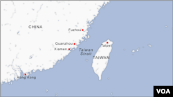 Mapa Tajvanskog tesnaca