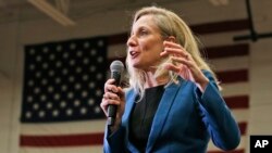 FILE - Seventh District Congressional candidate Abigail Spanberger speaks during a rally in Richmond, Va., Nov. 5, 2018. 