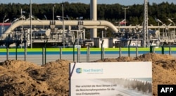 FILE - The Nord Stream 2 gas pipeline landfall facility is seen in Lubmin, Germany, Sept. 7, 2020.