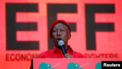 Julius Malema, chef des Combattants pour la liberté économique (EFF), lors d'un meeting à Johannesburg, en Afrique du Sud, le 5 mai 2019.