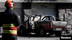 Sitio de la explosión de un coche bomba en Quito, Ecuador, el 31 de agosto de 2023.