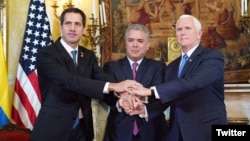 El vicepresidente de EE.UU., Mike Pence, prometió el lunes 25 de febrero de 2019 ante el Grupo de Lima, seguir apoyando a los venezolanos en el camino a la democracia.