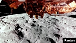 The moon passes by Firefly Aerospace's Blue Ghost Mission 1 spaceship on Feb. 24, 2025, in this image taken from a video. The craft is expected to land on the moon on March 2, 2025. (Firefly Aerospace on X via Reuters)