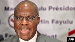 L'opposant Martin Fayulu lors d'une conférence de presse, à Kinshasa, le 18 janvier 2019.