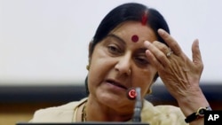 Menteri Luar Negeri India, Sushma Swaraj (foto: dok).