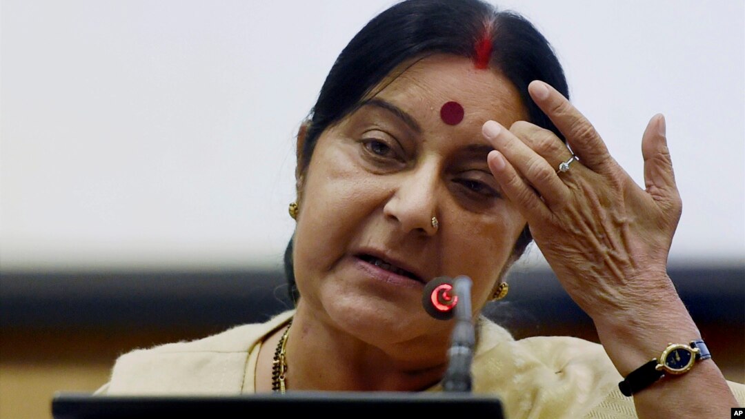Menteri Luar Negeri India, Sushma Swaraj (foto: dok).