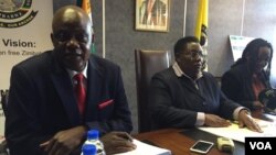 Members of the Zimbabwe Anti-Corruption Commission in Harare. ZACC is chaired by Justice Loice Matanda Moyo ( Centre )