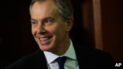 Tony Blair, representing The Quartet on the Middle East enters the room for a meeting with UN Secretary General Ban Ki-moon at the United Nations in New York City, 9 Dec 2009
