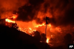 Požar Palisejds pali kuće na vrhu brda u naselju Pacifik palisejdsu u Los Anđelesu, sreda, 8. januara 2025. (AP Photo/Mark J. Terrill)