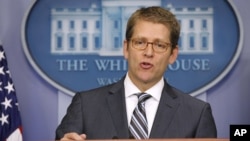 White House Press Secretary Jay Carney speaks during his daily news briefing at the White House in Washington, Tuesday, July, 31, 2012.